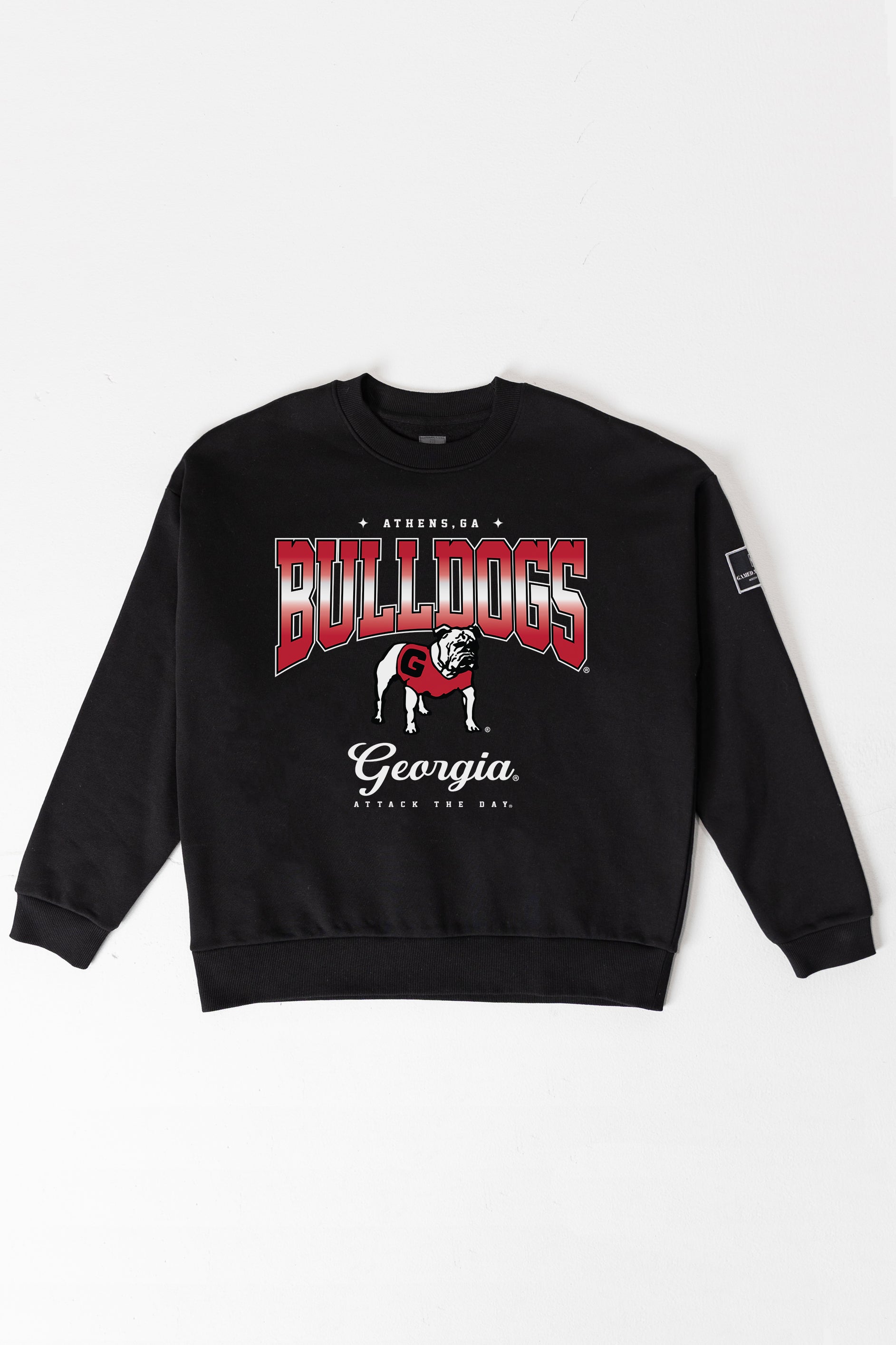 GEORGIA BULLDOGS POWERHOUSE PLAY BLACK LABEL PREMIUM FLEECE CREW SWEATSHIRT