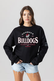 GEORGIA BULLDOGS PLAYERS ONLY BLACK LABEL PREMIUM FLEECE DROP SHOULDER CREWNECK