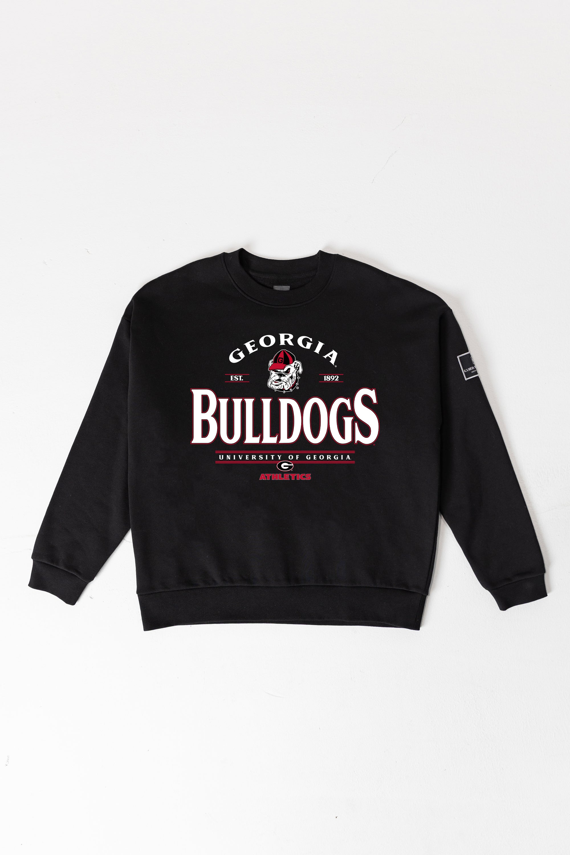 GEORGIA BULLDOGS PLAYERS ONLY BLACK LABEL PREMIUM FLEECE DROP SHOULDER CREWNECK