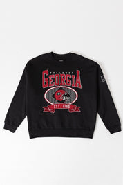GEORGIA BULLDOGS BOLD CHEERS BLACK LABEL PREMIUM FLEECE CREW SWEATSHIRT