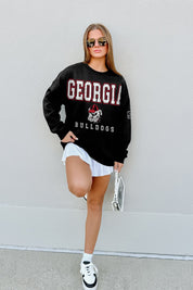 GEORGIA BULLDOGS LEVEL UP BLACK LABEL PREMIUM FLEECE CREW SWEATSHIRT