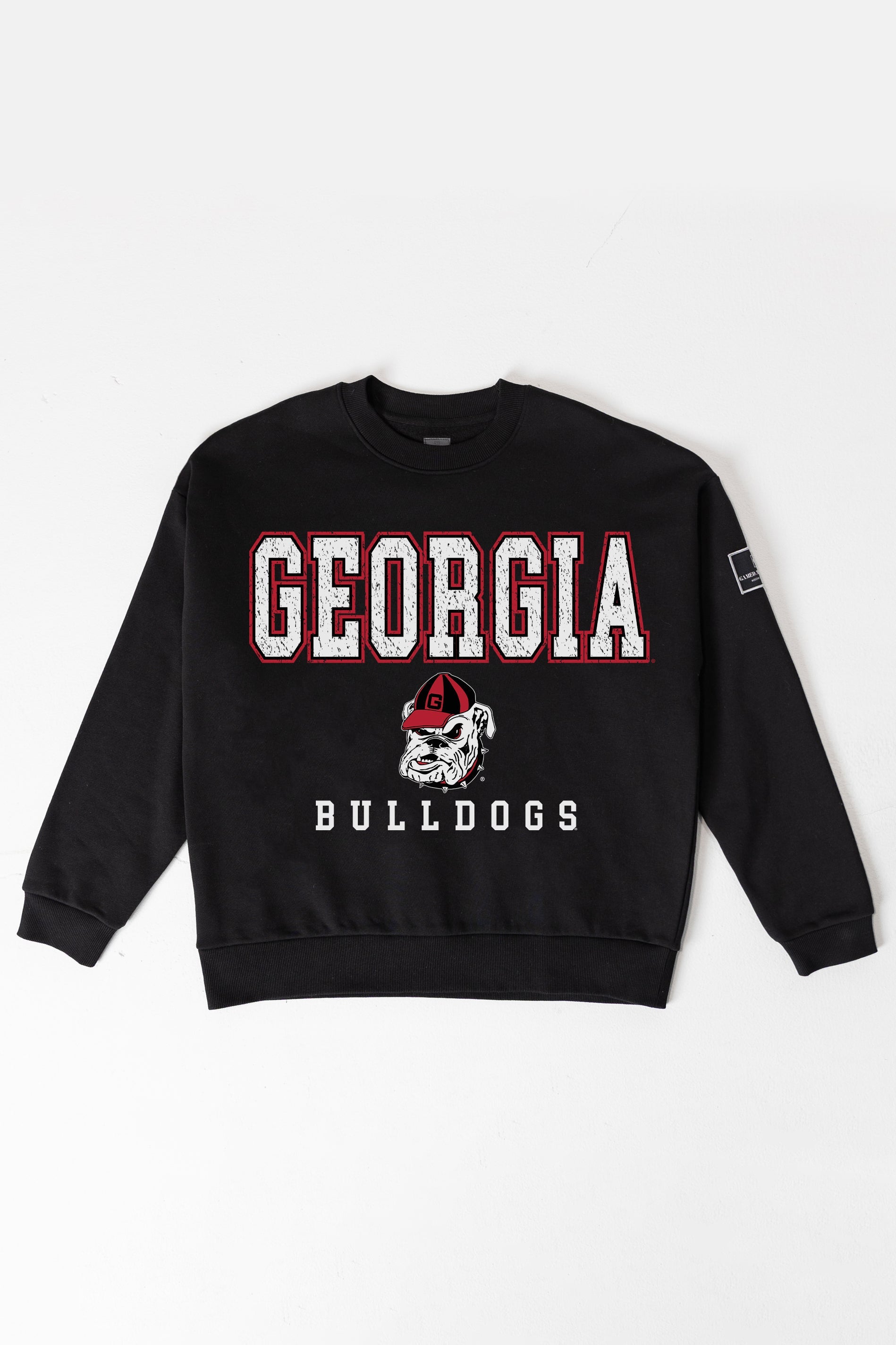 GEORGIA BULLDOGS LEVEL UP BLACK LABEL PREMIUM FLEECE CREW SWEATSHIRT