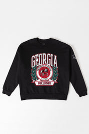 GEORGIA BULLDOGS VICTORY LANE BLACK LABEL PREMIUM FLEECE CREW SWEATSHIRT
