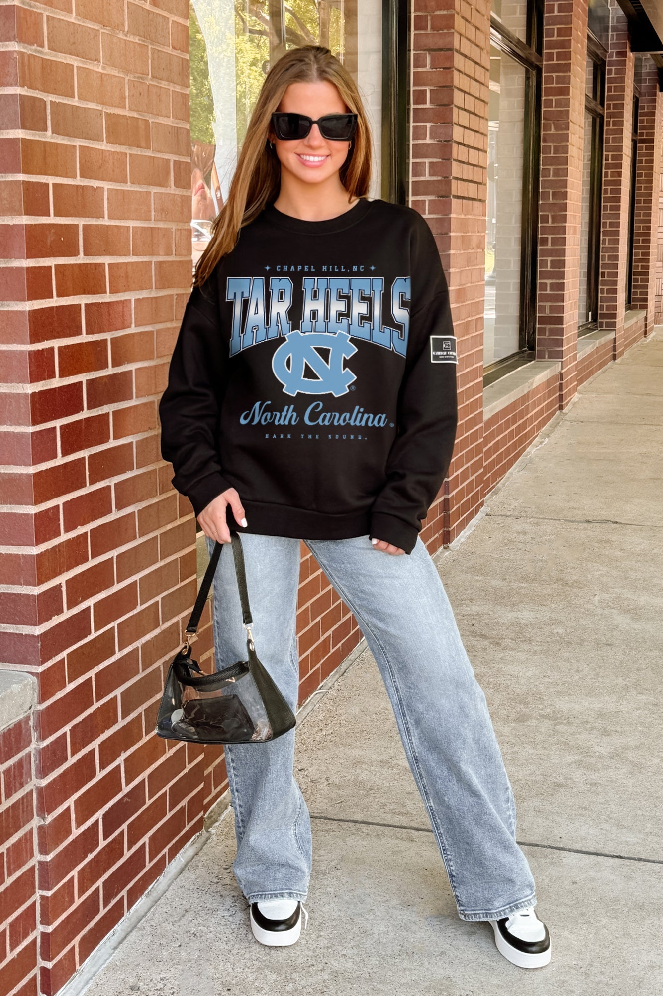 NORTH CAROLINA TAR HEELS POWERHOUSE PLAY BLACK LABEL PREMIUM FLEECE CREW SWEATSHIRT