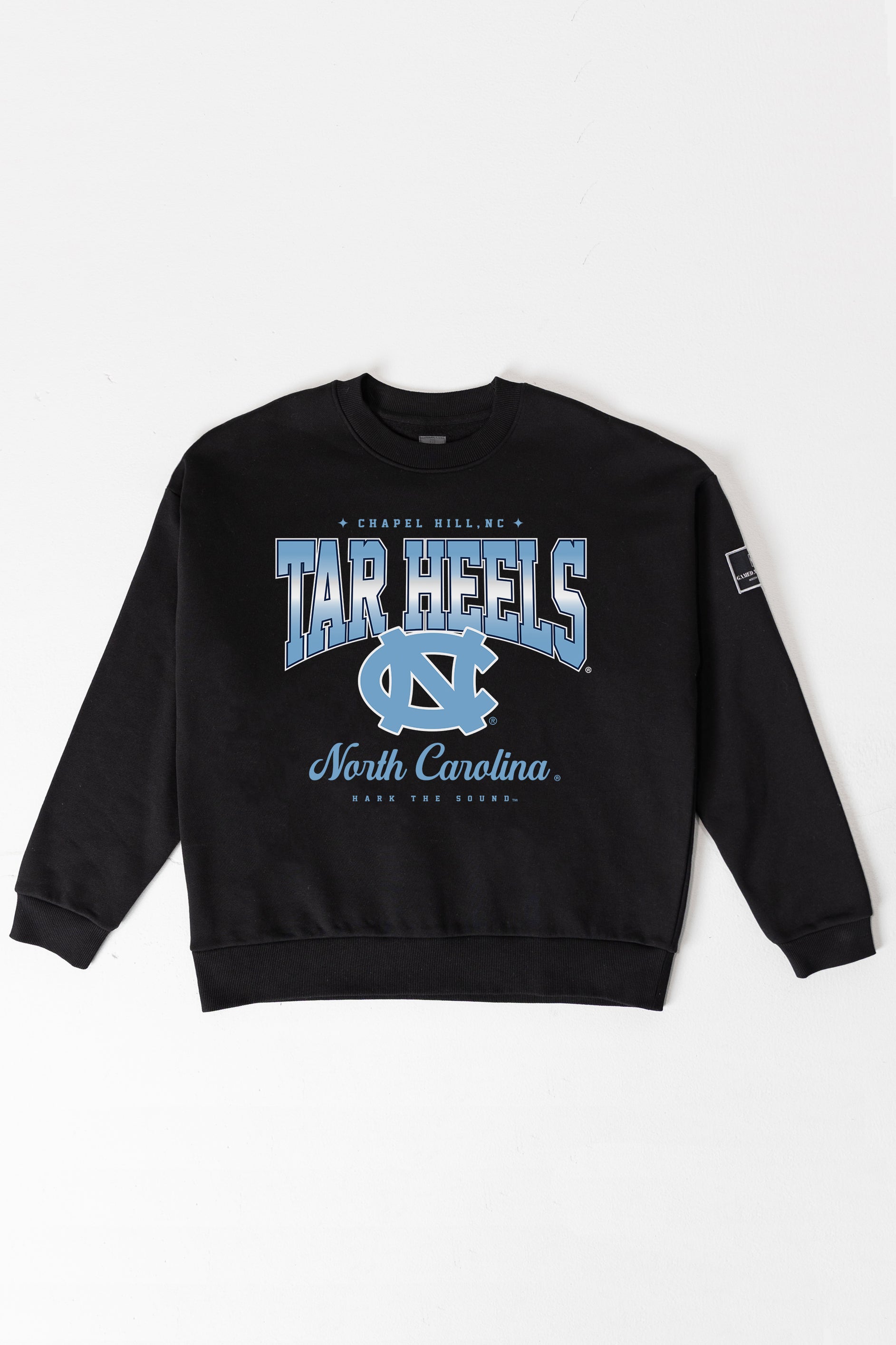 NORTH CAROLINA TAR HEELS POWERHOUSE PLAY BLACK LABEL PREMIUM FLEECE CREW SWEATSHIRT