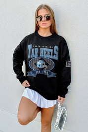 NORTH CAROLINA TAR HEELS BOLD CHEERS BLACK LABEL PREMIUM FLEECE CREW SWEATSHIRT