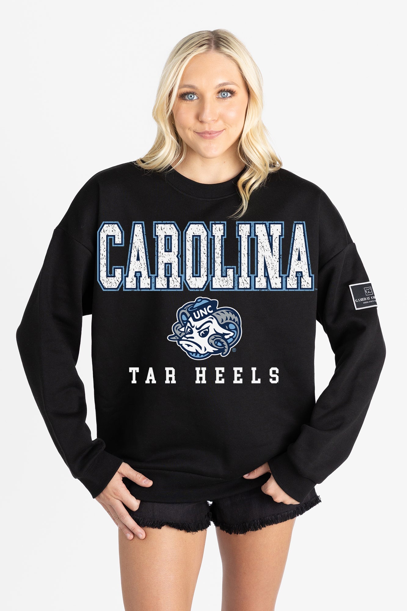 NORTH CAROLINA TAR HEELS LEVEL UP BLACK LABEL PREMIUM FLEECE CREW SWEATSHIRT