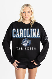 NORTH CAROLINA TAR HEELS LEVEL UP BLACK LABEL PREMIUM FLEECE CREW SWEATSHIRT
