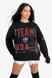 TEAM USA EVERYBODY'S ALL-AMERICAN BLACK LABEL PREMIUM FLEECE CREW SWEATSHIRT