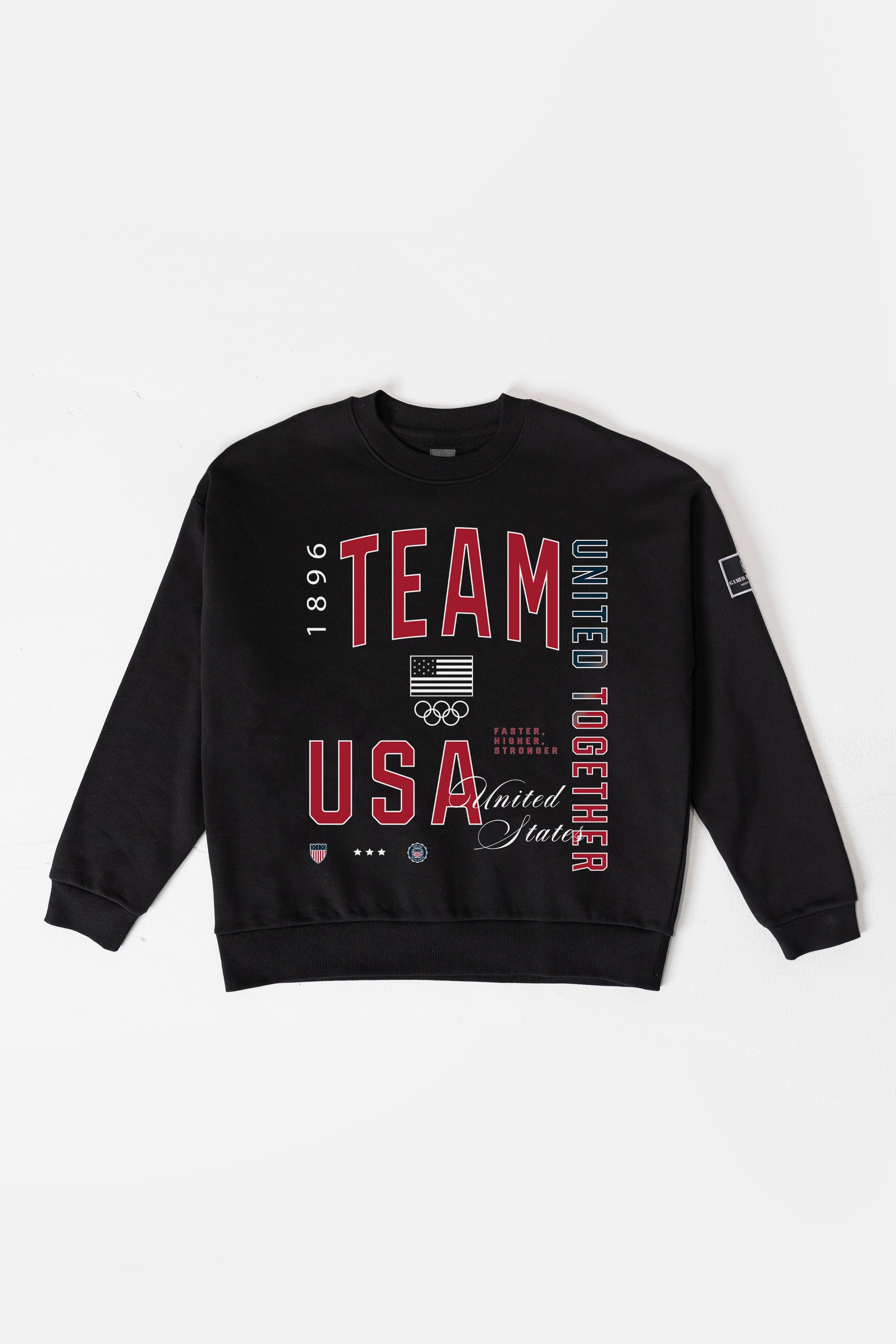 TEAM USA EVERYBODY'S ALL-AMERICAN BLACK LABEL PREMIUM FLEECE CREW SWEATSHIRT