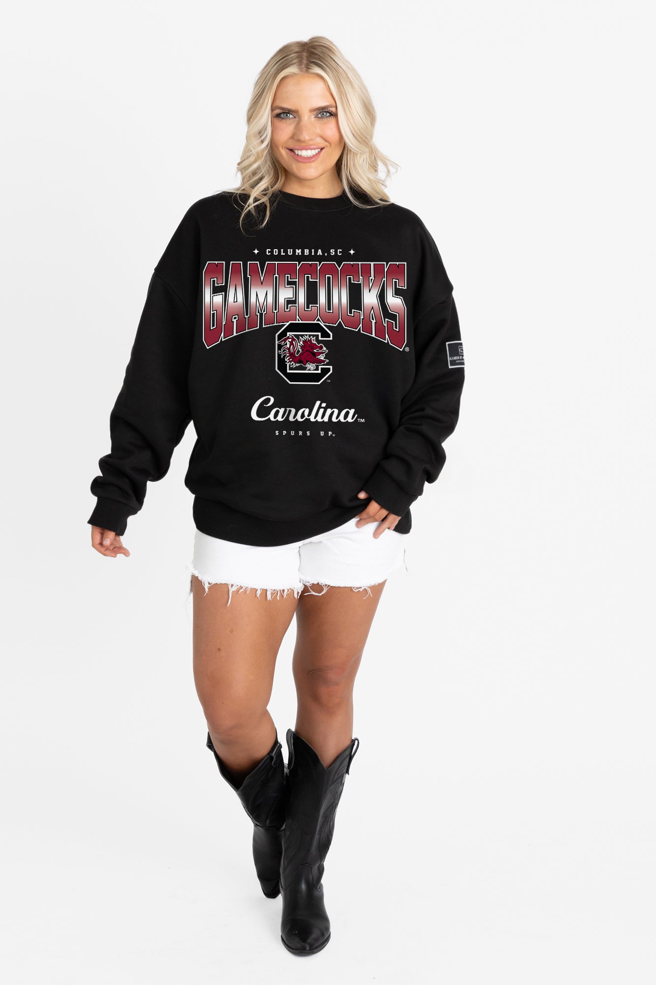 SOUTH CAROLINA GAMECOCKS POWERHOUSE PLAY BLACK LABEL PREMIUM FLEECE CREW SWEATSHIRT