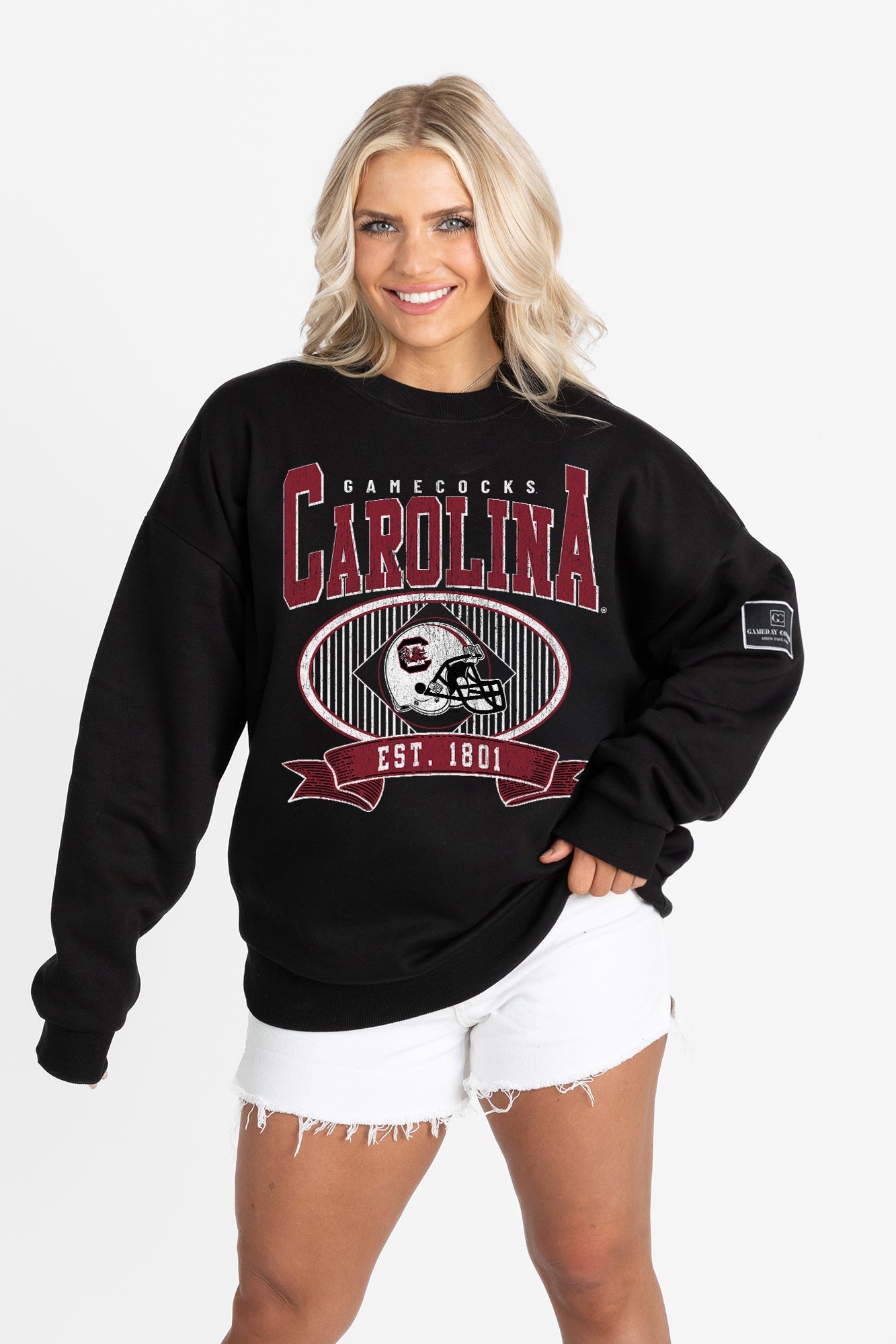 SOUTH CAROLINA GAMECOCKS BOLD CHEERS BLACK LABEL PREMIUM FLEECE CREW SWEATSHIRT