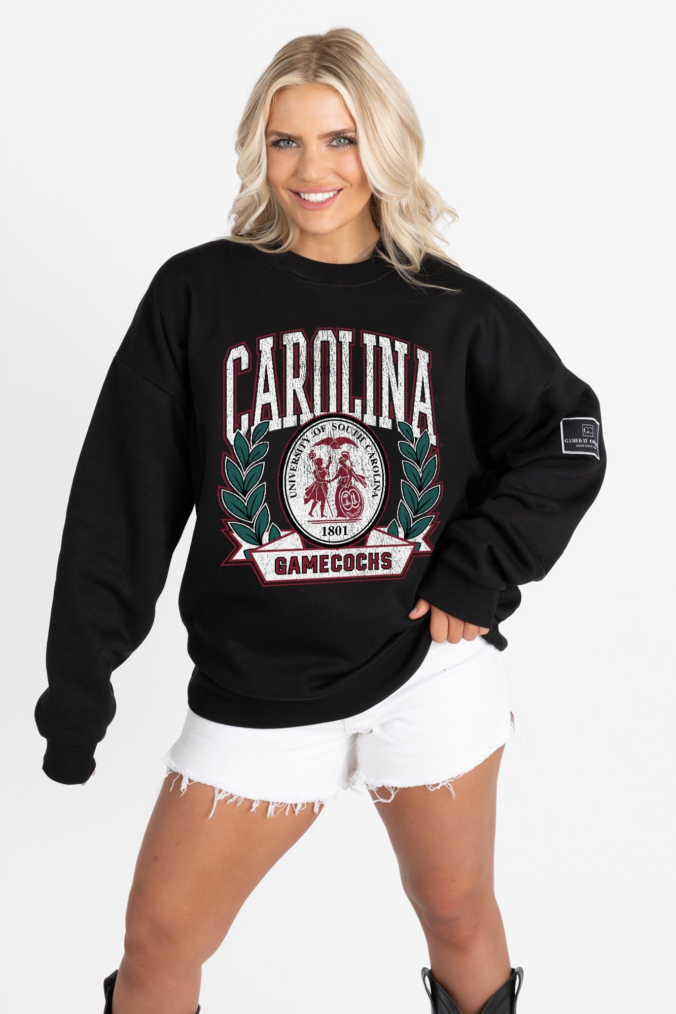 SOUTH CAROLINA GAMECOCKS VICTORY LANE BLACK LABEL PREMIUM FLEECE CREW SWEATSHIRT