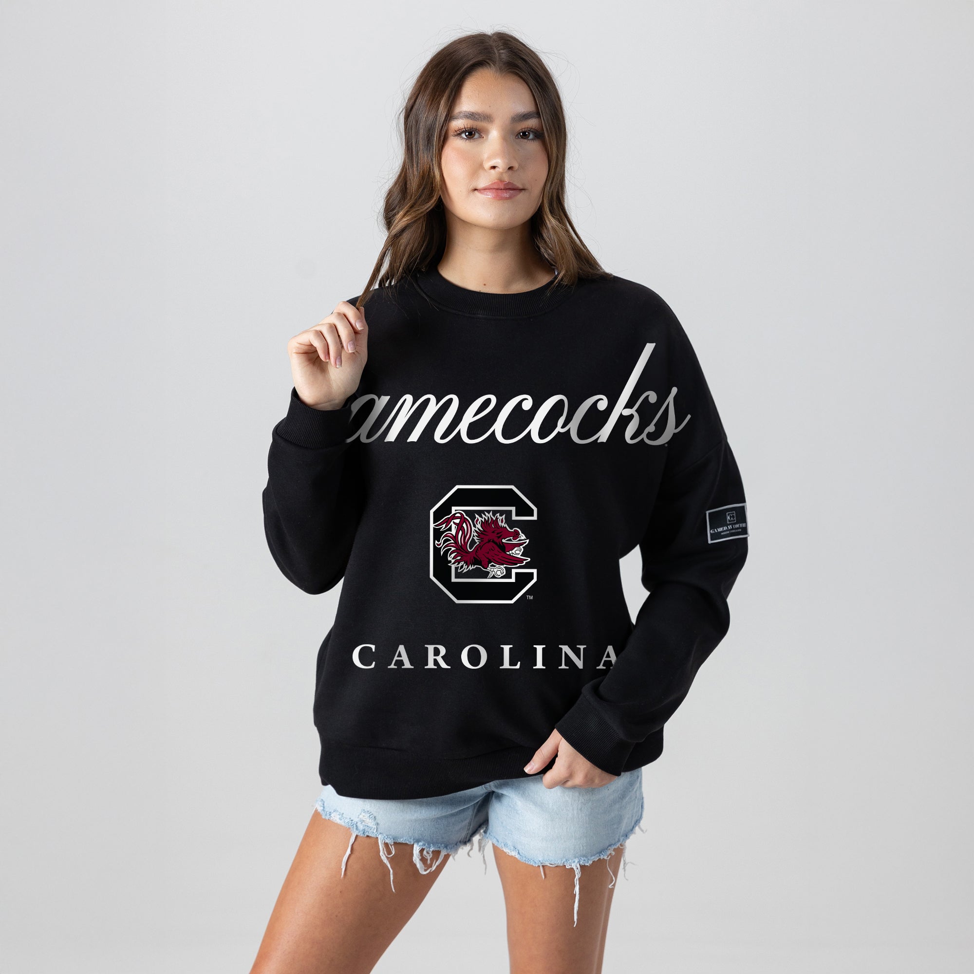 SOUTH CAROLINA GAMECOCKS LEGACY CLUB BLACK LABEL PREMIUM FLEECE DROP SHOULDER CREWNECK