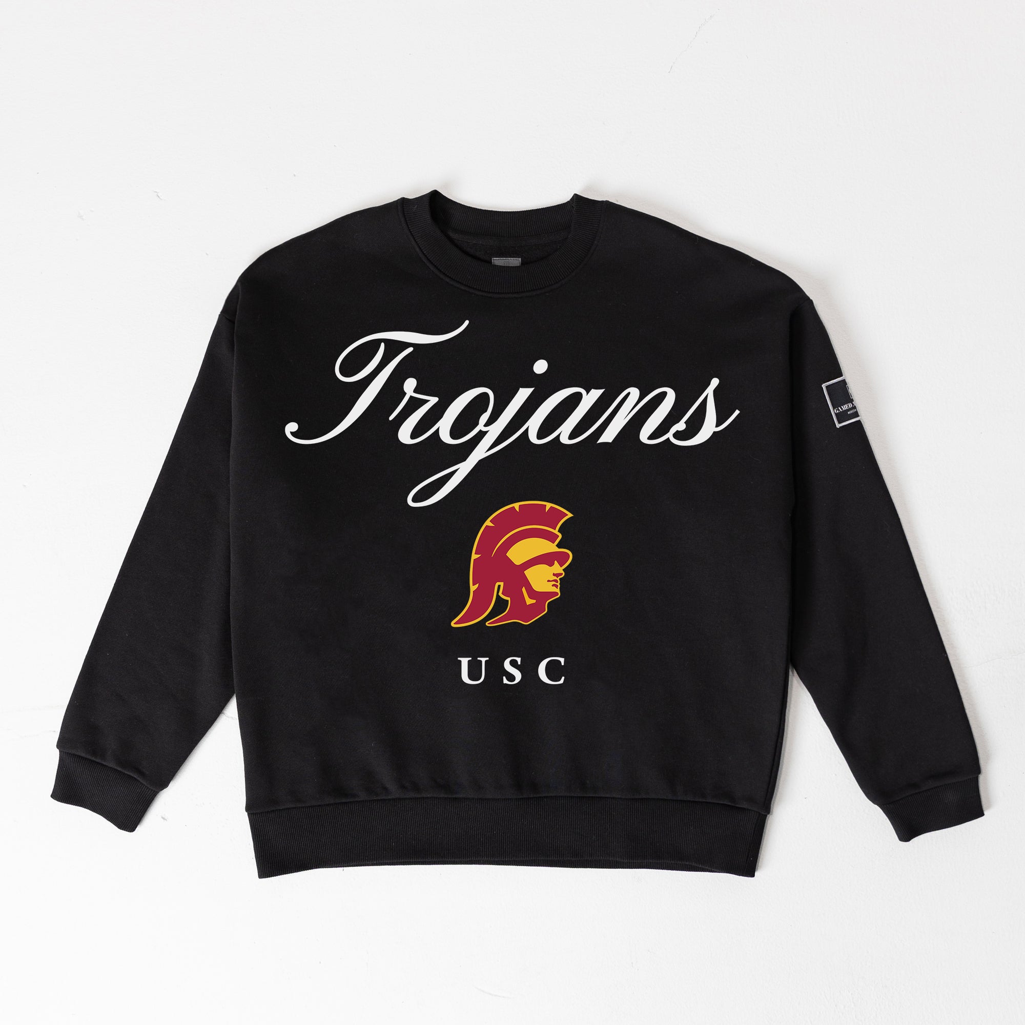 USC TROJANS LEGACY CLUB BLACK LABEL PREMIUM FLEECE DROP SHOULDER CREWNECK