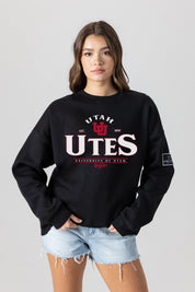 UTAH UTES PLAYERS ONLY BLACK LABEL PREMIUM FLEECE DROP SHOULDER CREWNECK
