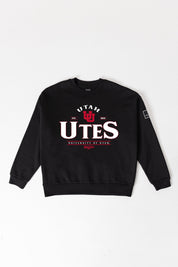 UTAH UTES PLAYERS ONLY BLACK LABEL PREMIUM FLEECE DROP SHOULDER CREWNECK