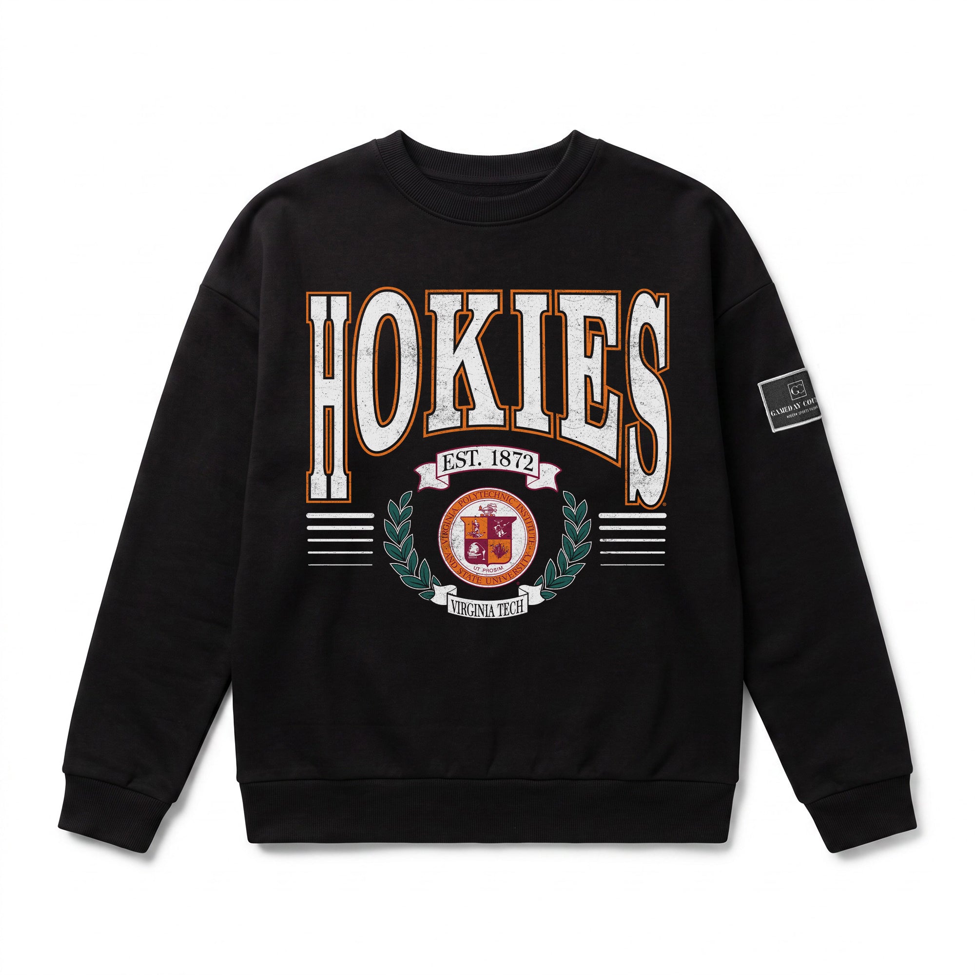 VIRGINIA TECH HOKIES HONOR BOUND BLACK LABEL PREMIUM FLEECE CREWNECK