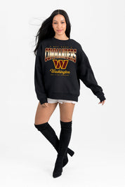 WASHINGTON COMMANDERS POWERHOUSE PLAY BLACK LABEL PREMIUM FLEECE CREW SWEATSHIRT
