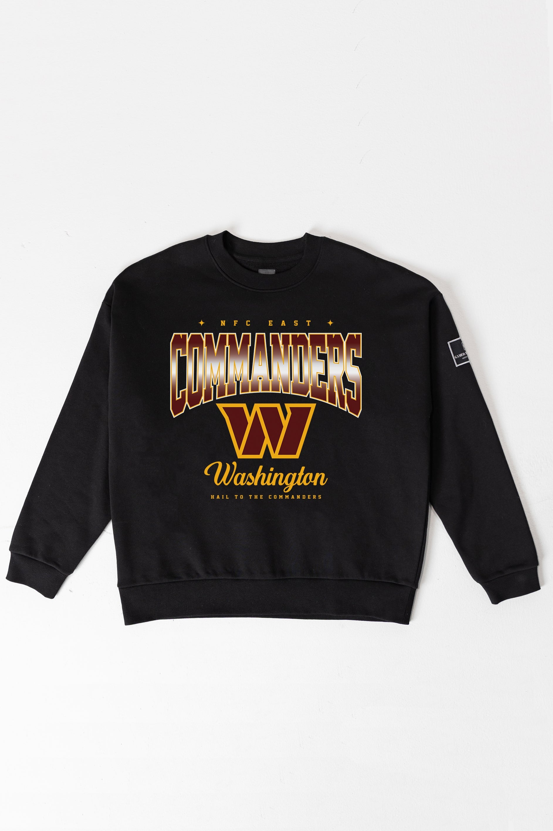 WASHINGTON COMMANDERS POWERHOUSE PLAY BLACK LABEL PREMIUM FLEECE CREW SWEATSHIRT