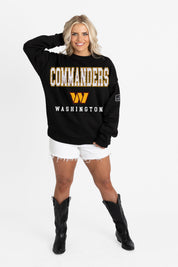 WASHINGTON COMMANDERS LEVEL UP BLACK LABEL PREMIUM FLEECE CREW SWEATSHIRT