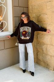 WASHINGTON COMMANDERS VICTORY LANE BLACK LABEL PREMIUM FLEECE CREW SWEATSHIRT