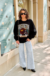 WASHINGTON COMMANDERS VICTORY LANE BLACK LABEL PREMIUM FLEECE CREW SWEATSHIRT