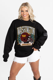 WASHINGTON COMMANDERS VICTORY LANE BLACK LABEL PREMIUM FLEECE CREW SWEATSHIRT