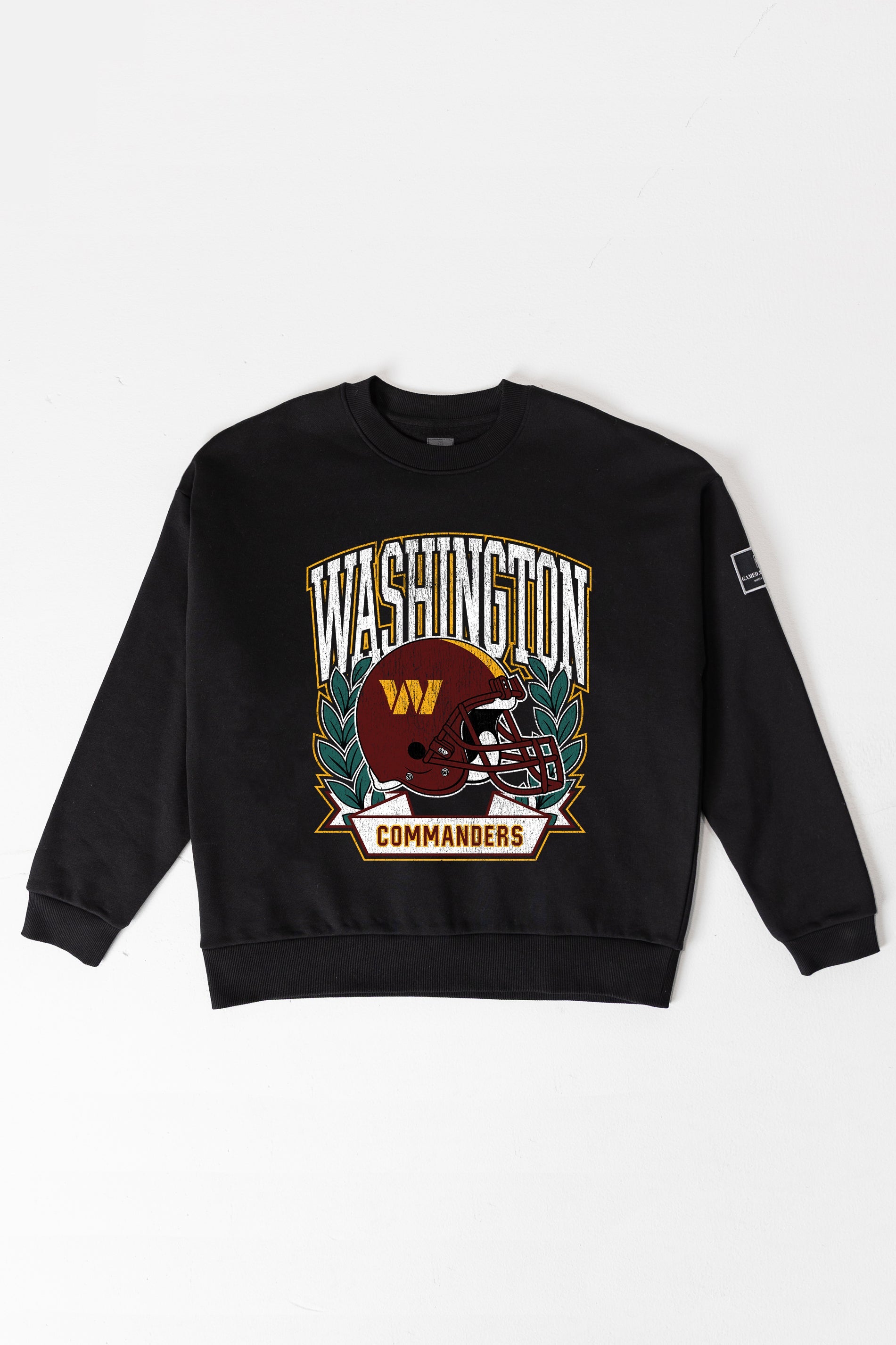 WASHINGTON COMMANDERS VICTORY LANE BLACK LABEL PREMIUM FLEECE CREW SWEATSHIRT