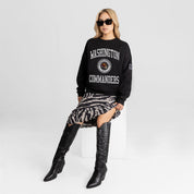 WASHINGTON COMMANDERS FIERCE FLOW BLACK LABEL PREMIUM FLEECE DROP SHOULDER CREWNECK