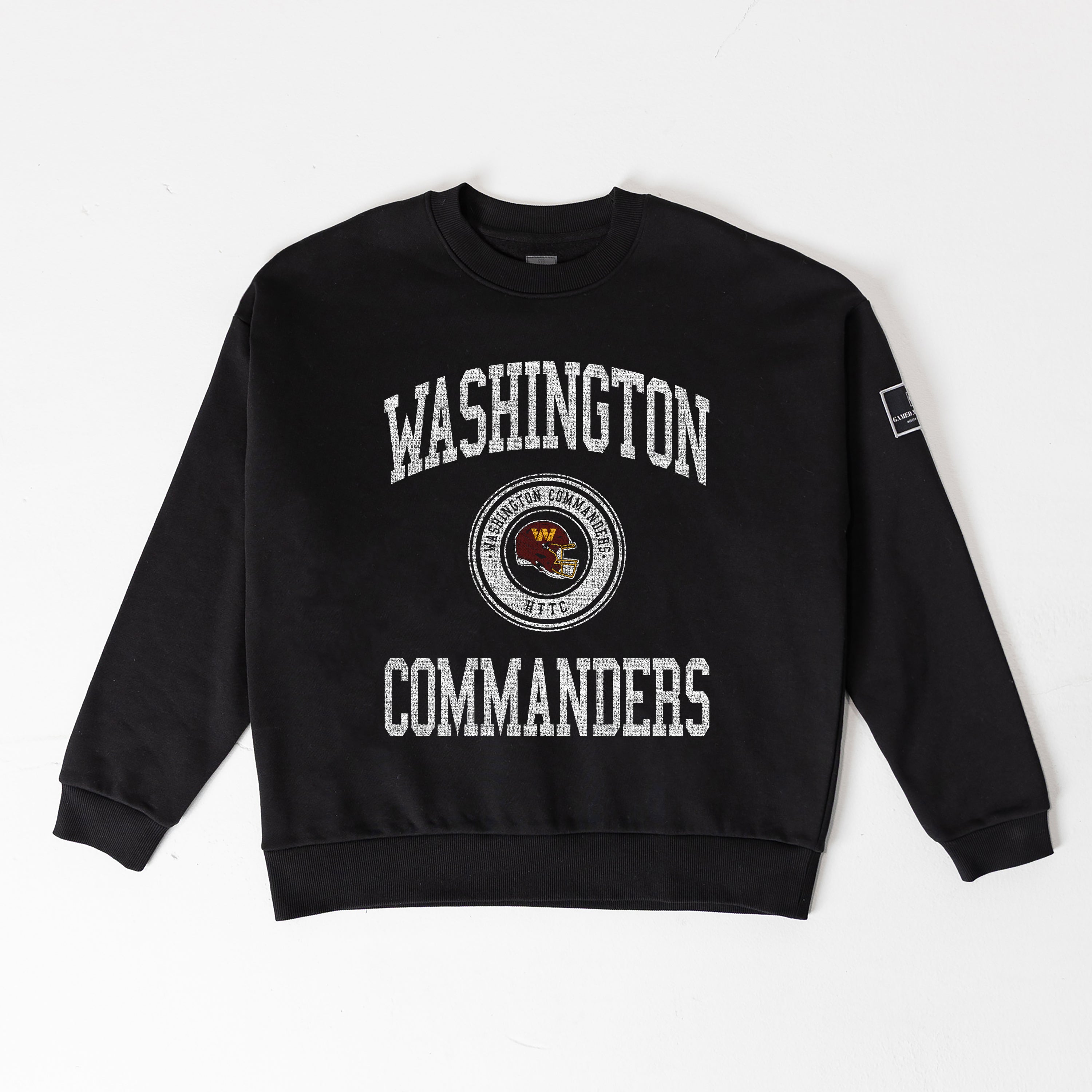 WASHINGTON COMMANDERS FIERCE FLOW BLACK LABEL PREMIUM FLEECE DROP SHOULDER CREWNECK