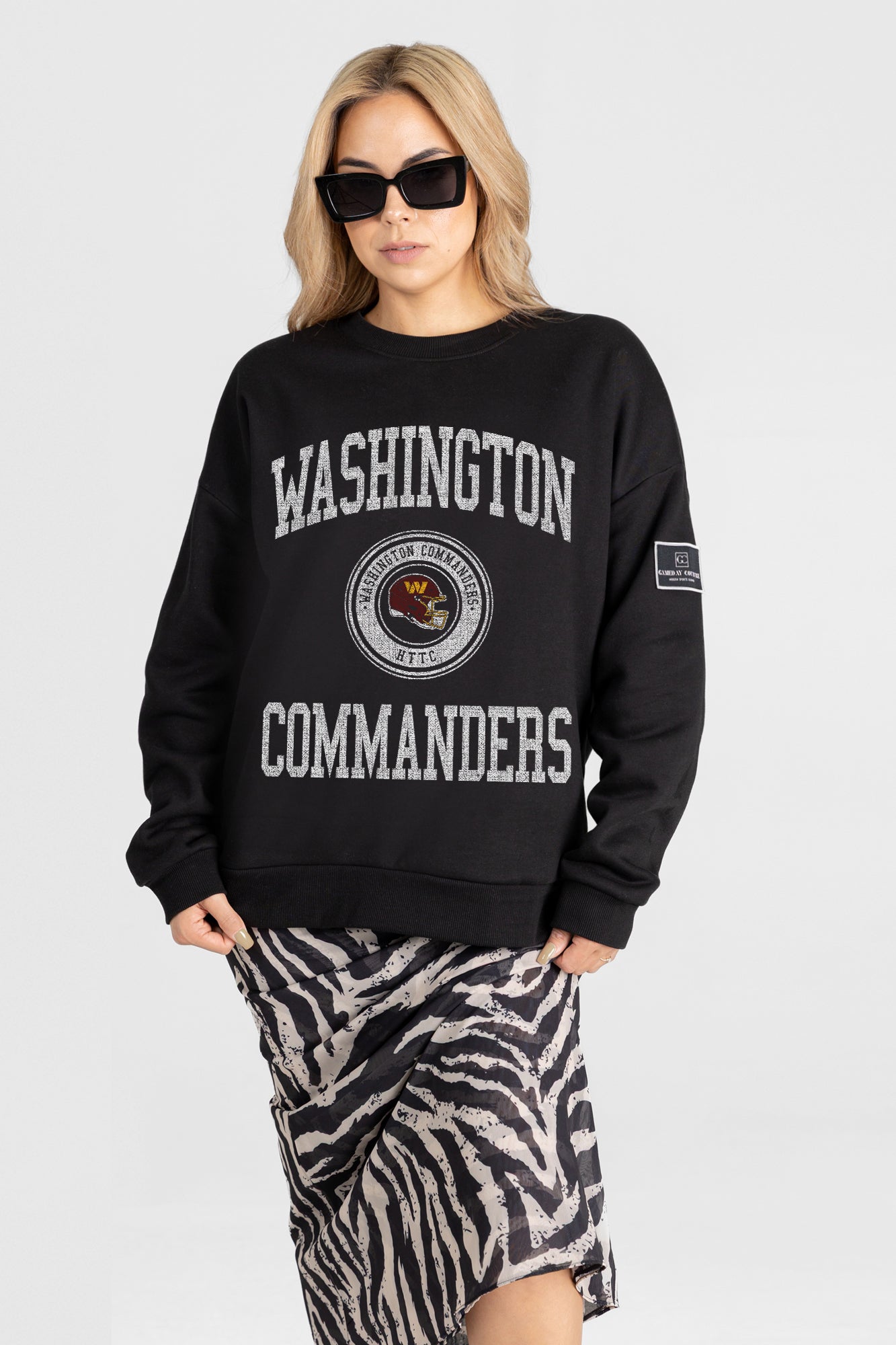 WASHINGTON COMMANDERS FIERCE FLOW BLACK LABEL PREMIUM FLEECE DROP SHOULDER CREWNECK