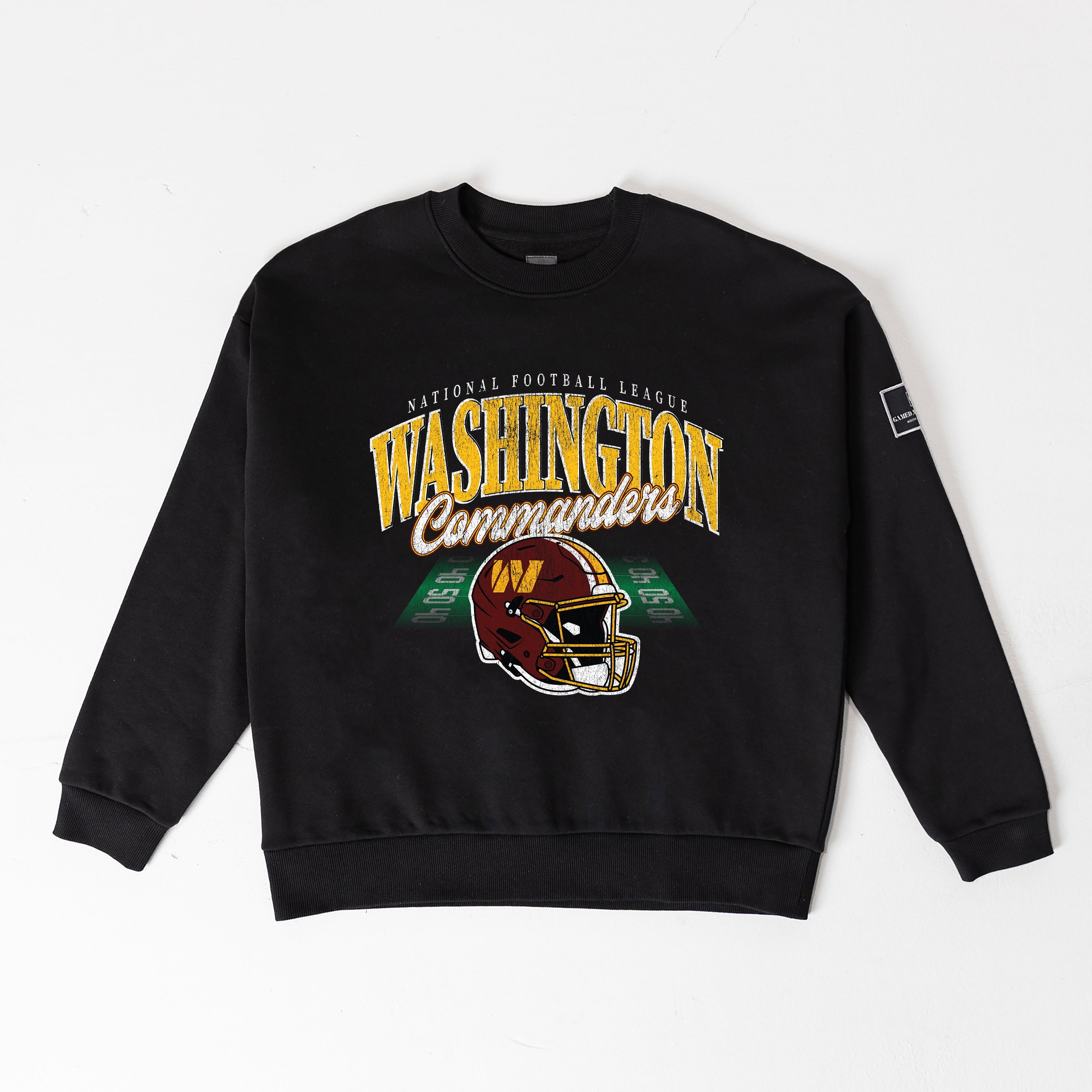 WASHINGTON COMMANDERS FIELD FOCUS BLACK LABEL PREMIUM FLEECE DROP SHOULDER CREWNECK