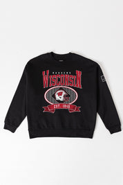WISCONSIN BADGERS BOLD CHEERS BLACK LABEL PREMIUM FLEECE CREW SWEATSHIRT