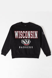 WISCONSIN BADGERS LEVEL UP BLACK LABEL PREMIUM FLEECE CREW SWEATSHIRT