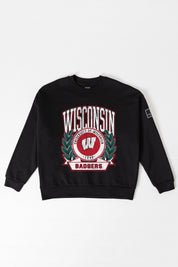 WISCONSIN BADGERS VICTORY LANE BLACK LABEL PREMIUM FLEECE CREW SWEATSHIRT