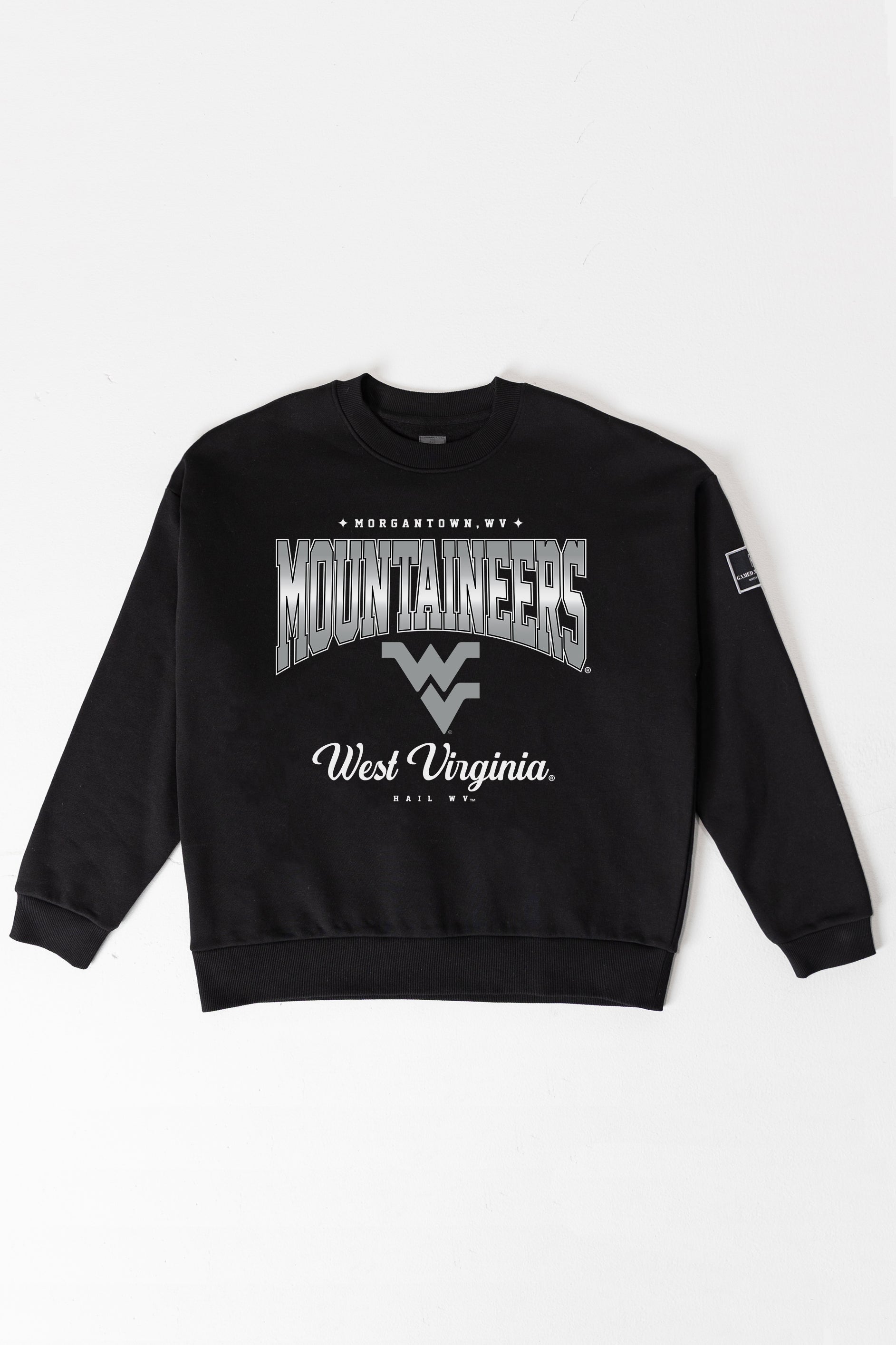 WEST VIRGINIA MOUNTAINEERS POWERHOUSE PLAY BLACK LABEL PREMIUM FLEECE CREW SWEATSHIRT