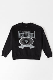 WEST VIRGINIA MOUNTAINEERS BOLD CHEERS BLACK LABEL PREMIUM FLEECE CREW SWEATSHIRT