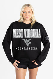 WEST VIRGINIA MOUNTAINEERS LEVEL UP BLACK LABEL PREMIUM FLEECE CREW SWEATSHIRT