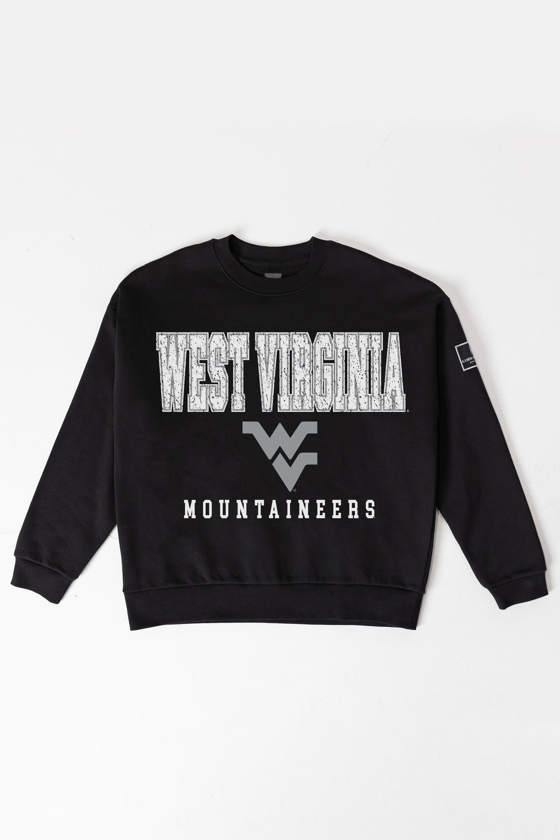 WEST VIRGINIA MOUNTAINEERS LEVEL UP BLACK LABEL PREMIUM FLEECE CREW SWEATSHIRT