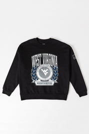 WEST VIRGINIA MOUNTAINEERS VICTORY LANE BLACK LABEL PREMIUM FLEECE CREW SWEATSHIRT