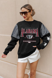 ALABAMA CRIMSON TIDE SHINING SPIRIT CREWNECK FLEECE WITH JERSEY MESH CONTRASTING SHOULDER INSERT AND RIBBED CUFFS AND WAISTBAND