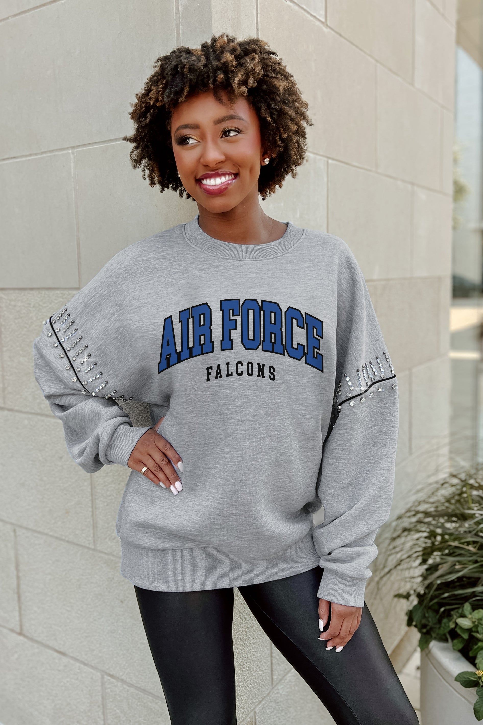 AIR FORCE FALCONS COMPETITIVE EDGE FLEECE PULLOVER WITH JEWEL SLEEVE EMBELLISHMENTS