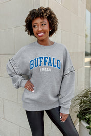 BUFFALO BULLS COMPETITIVE EDGE FLEECE PULLOVER WITH JEWEL SLEEVE EMBELLISHMENTS