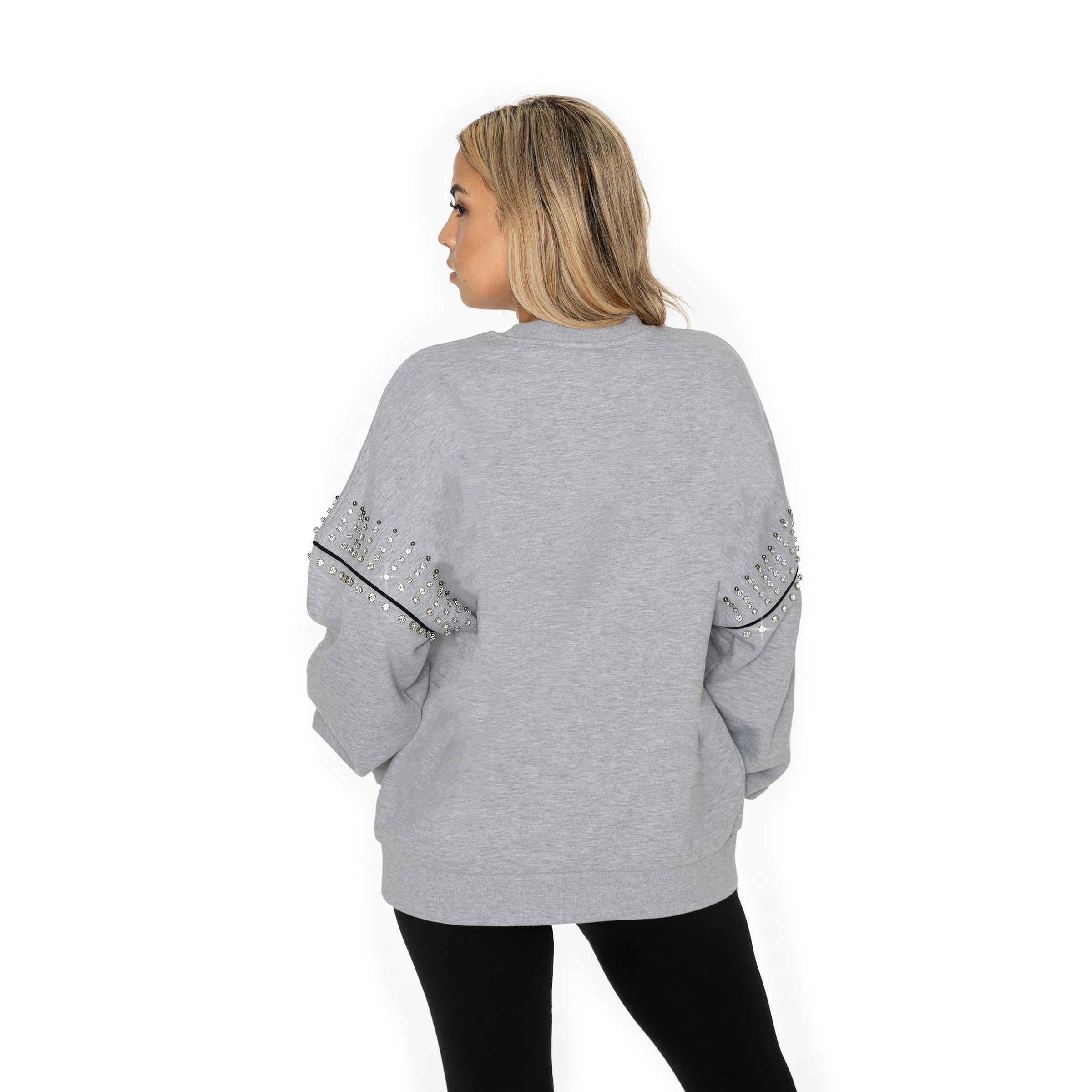 CHICAGO BEARS COMPETITIVE EDGE FLEECE PULLOVER WITH JEWEL SLEEVE EMBELLISHMENTS