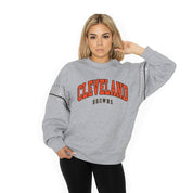 CLEVELAND BROWNS COMPETITIVE EDGE FLEECE PULLOVER WITH JEWEL SLEEVE EMBELLISHMENTS