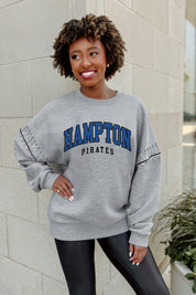 HAMPTON PIRATES COMPETITIVE EDGE FLEECE PULLOVER WITH JEWEL SLEEVE EMBELLISHMENTS