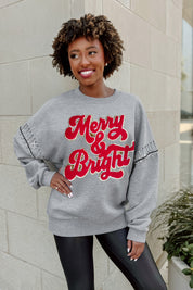 SLEIGH GIRLS FLEECE PULLOVER WITH JEWEL SLEEVE EMBELLISHMENTS