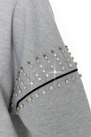 SLEIGH GIRLS FLEECE PULLOVER WITH JEWEL SLEEVE EMBELLISHMENTS