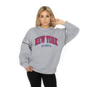 NEW YORK GIANTS COMPETITIVE EDGE FLEECE PULLOVER WITH JEWEL SLEEVE EMBELLISHMENTS